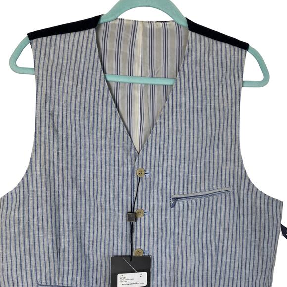 Kroon Mens Sz M New Suit Vest Waistcoat Mixed Media Linen Corduroy Preppy - Picture 2 of 15